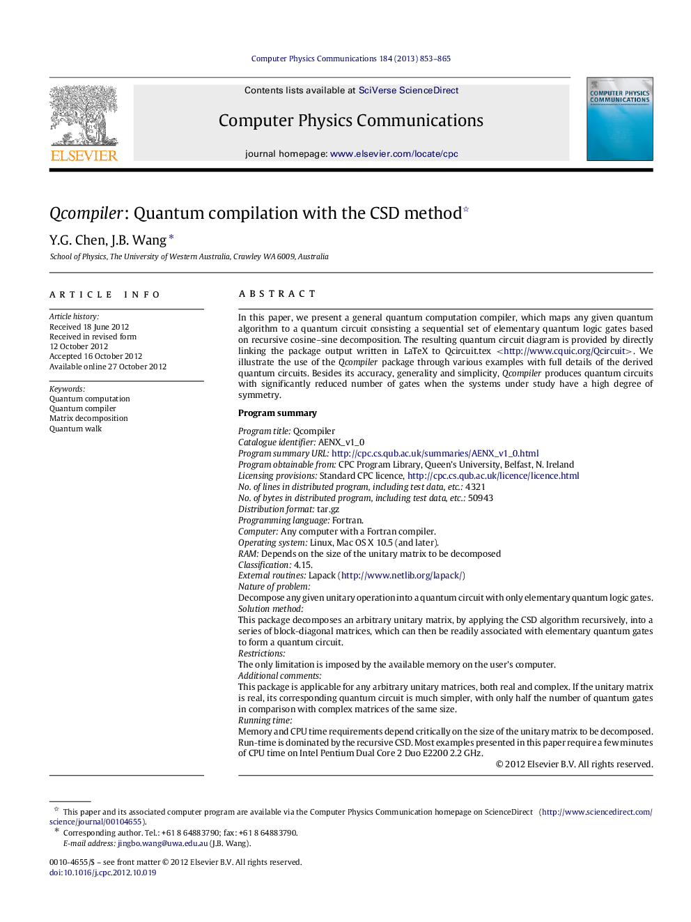 Qcompiler: Quantum compilation with the CSD method