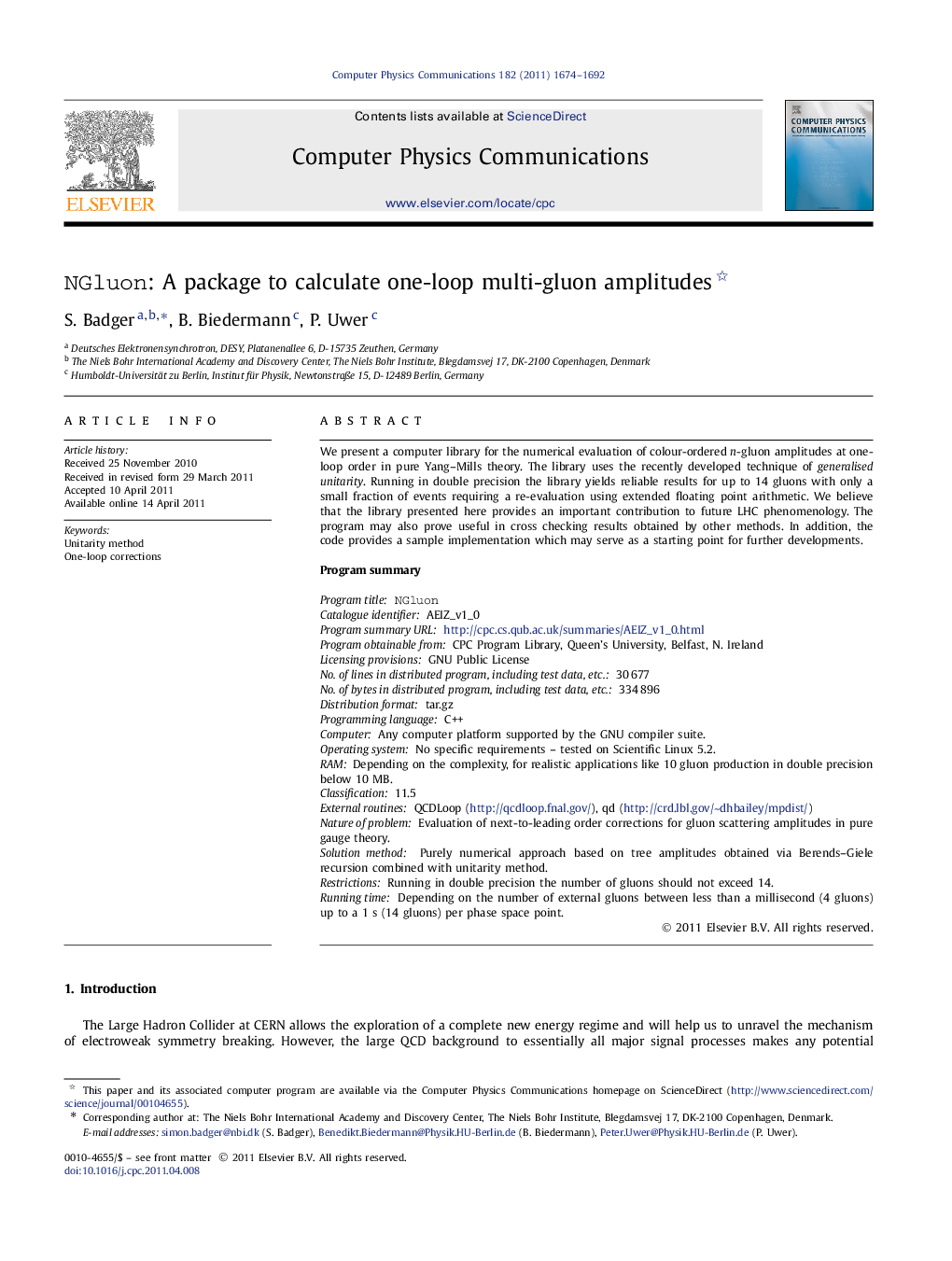 NGluon: A package to calculate one-loop multi-gluon amplitudes