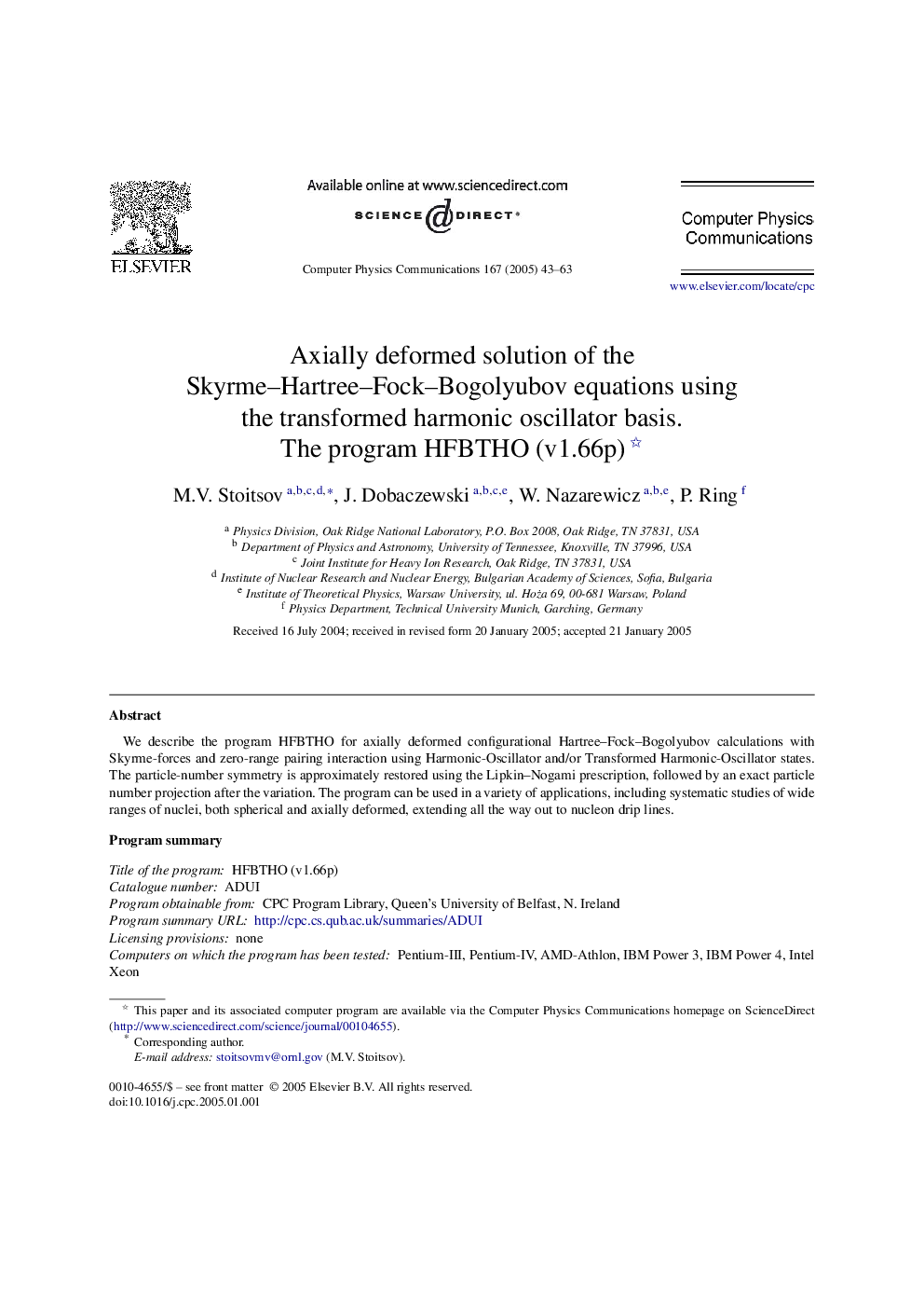 Axially deformed solution of the Skyrme-Hartree-Fock-Bogolyubov equations using the transformed harmonic oscillator basis. The program HFBTHO (v1.66p)