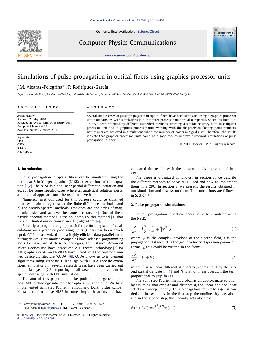 Simulations of pulse propagation in optical fibers using graphics processor units