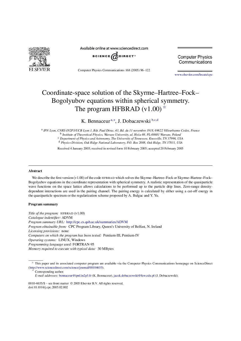 Coordinate-space solution of the Skyrme-Hartree-Fock- Bogolyubov equations within spherical symmetry. The program HFBRAD (v1.00)