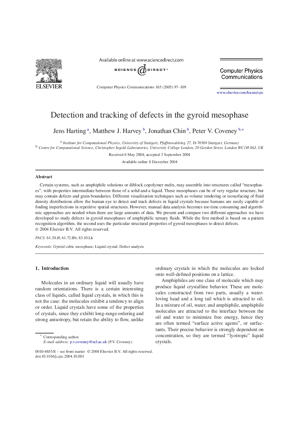 Detection and tracking of defects in the gyroid mesophase