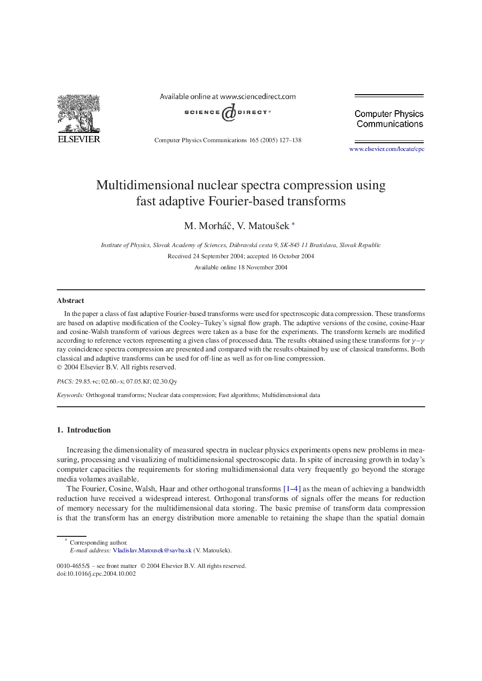 Multidimensional nuclear spectra compression using fast adaptive Fourier-based transforms