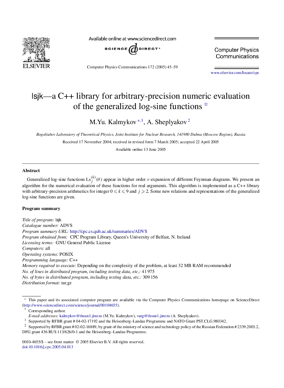 lsjk-a C++ library for arbitrary-precision numeric evaluation of the generalized log-sine functions