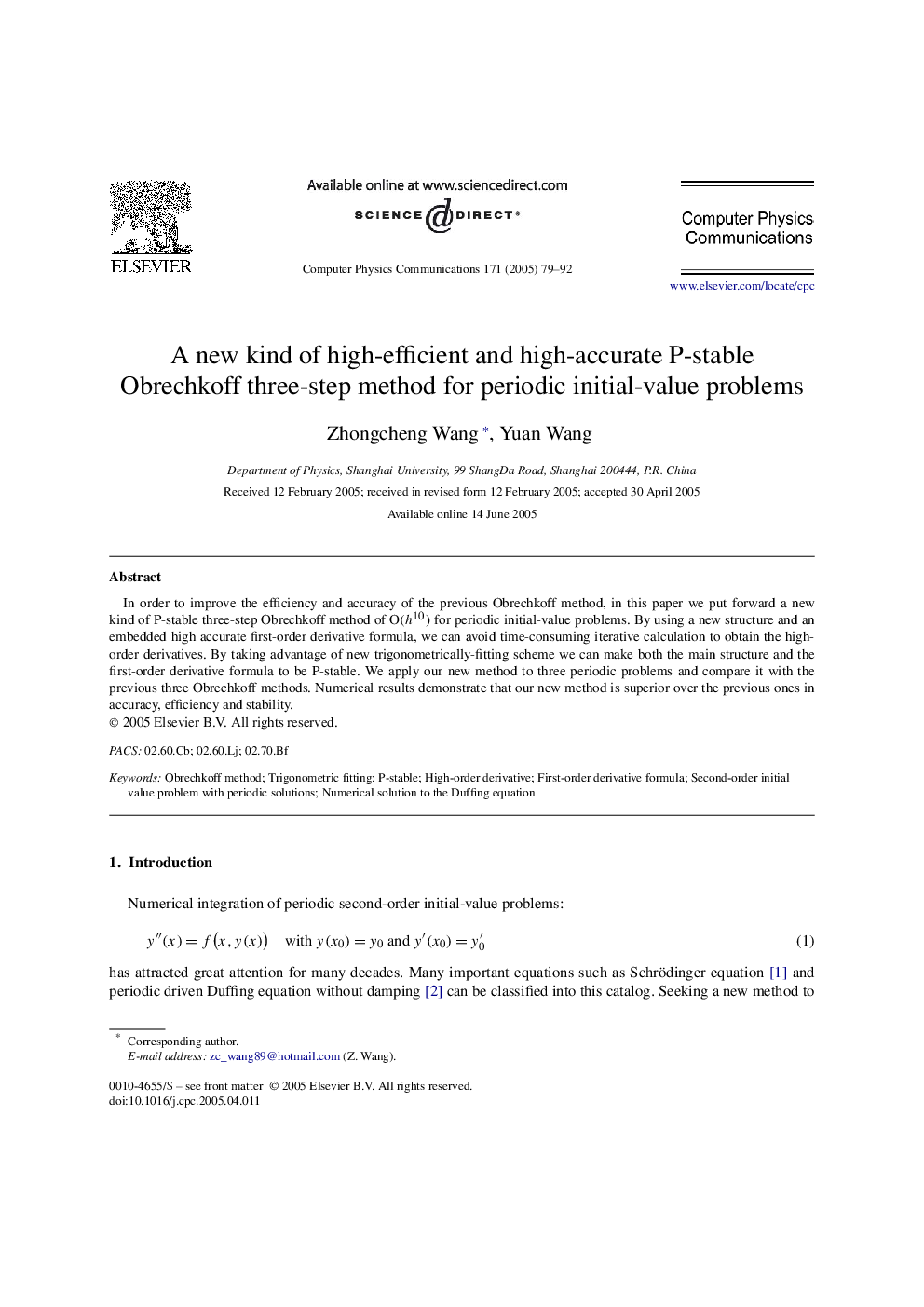 A new kind of high-efficient and high-accurate P-stable Obrechkoff three-step method for periodic initial-value problems