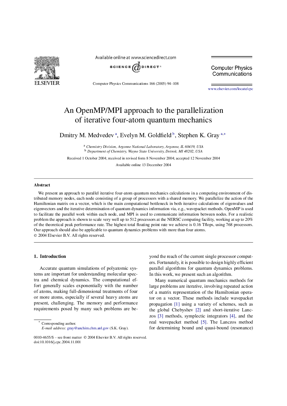 An OpenMP/MPI approach to the parallelization of iterative four-atom quantum mechanics