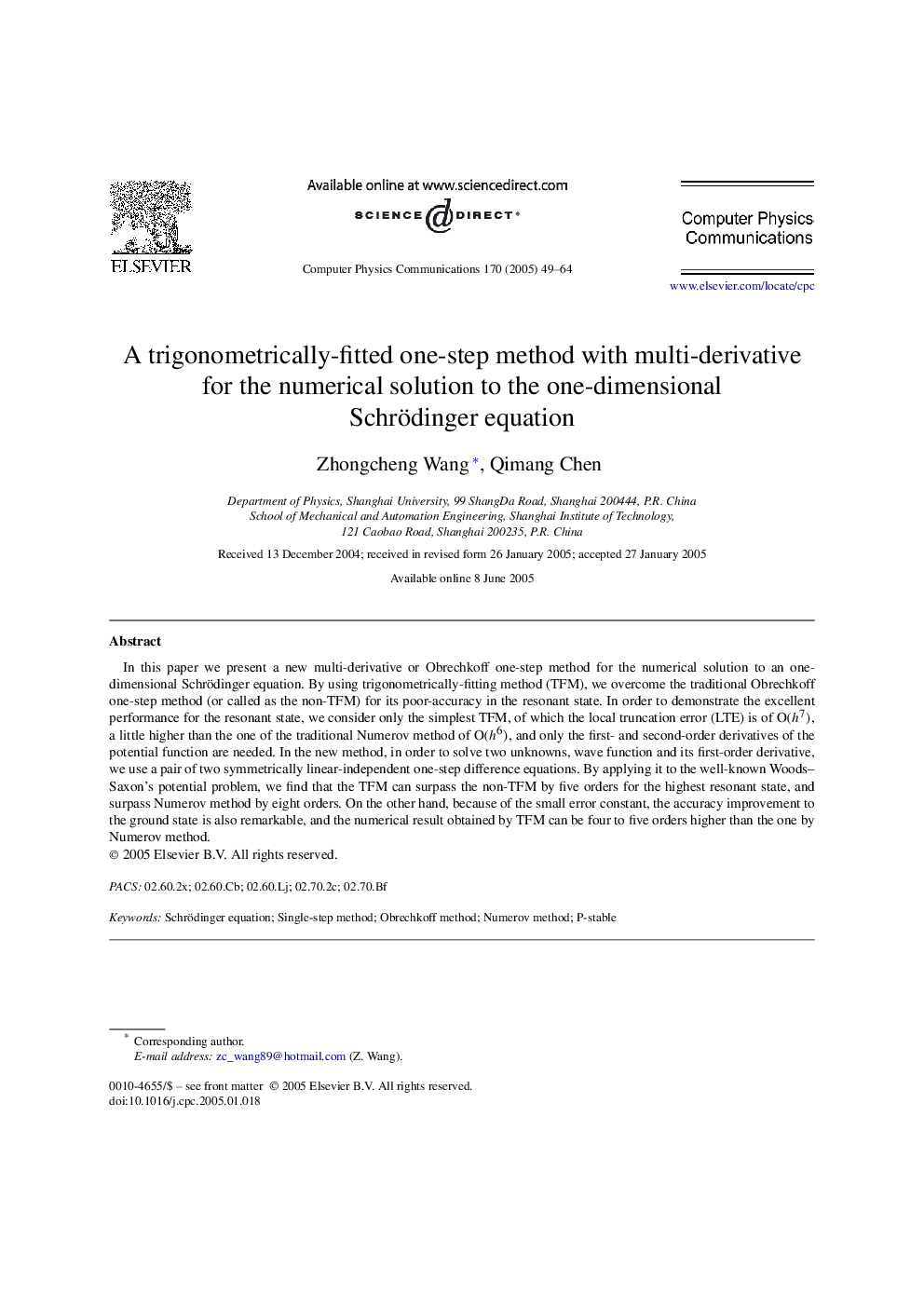 A trigonometrically-fitted one-step method with multi-derivative for the numerical solution to the one-dimensional Schrödinger equation