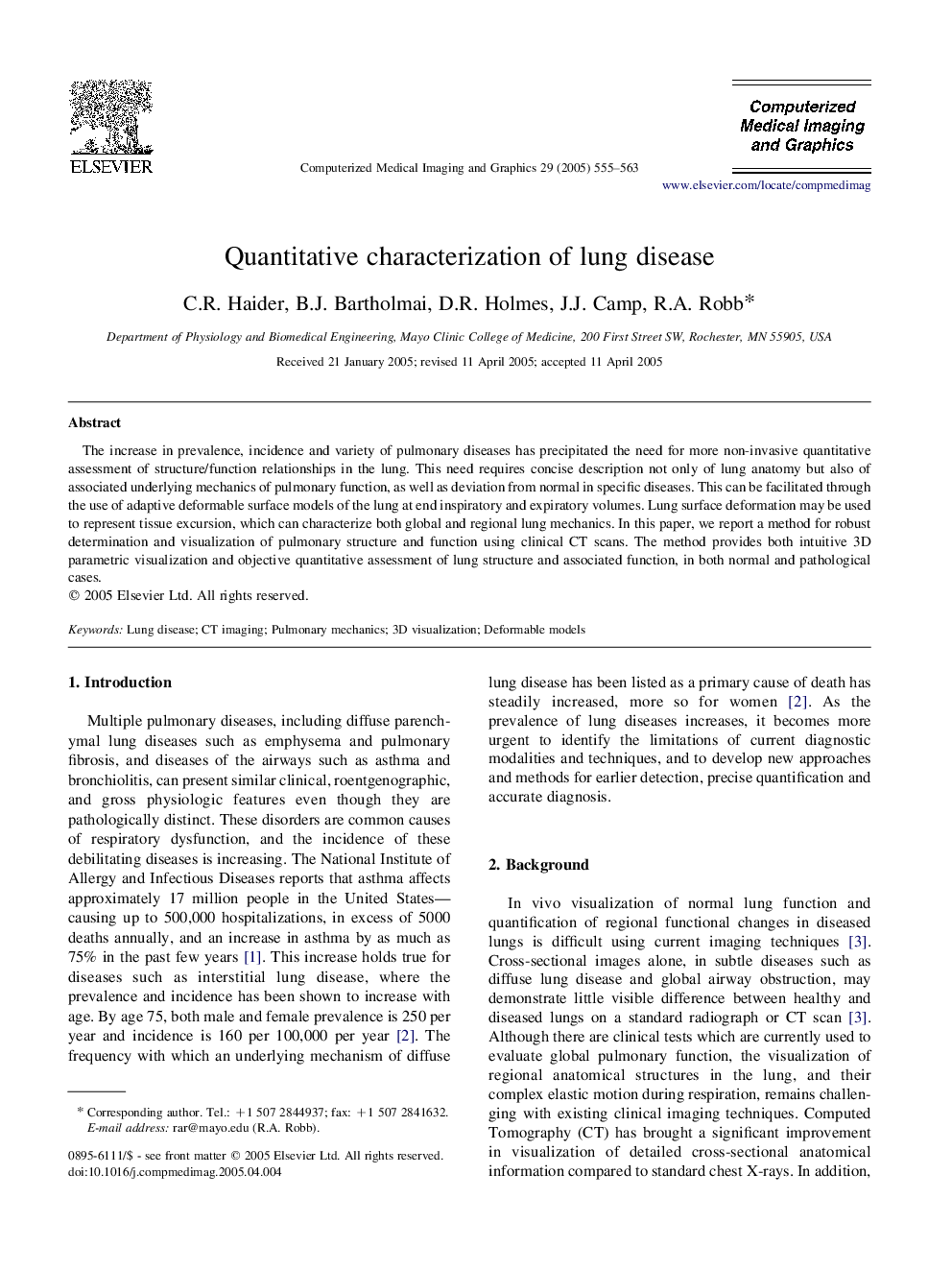 Quantitative characterization of lung disease