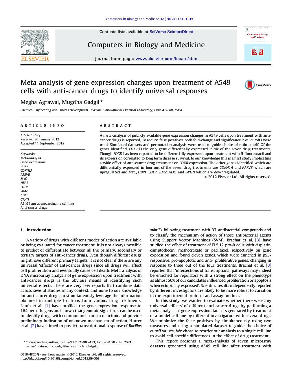 Meta analysis of gene expression changes upon treatment of A549 cells with anti-cancer drugs to identify universal responses