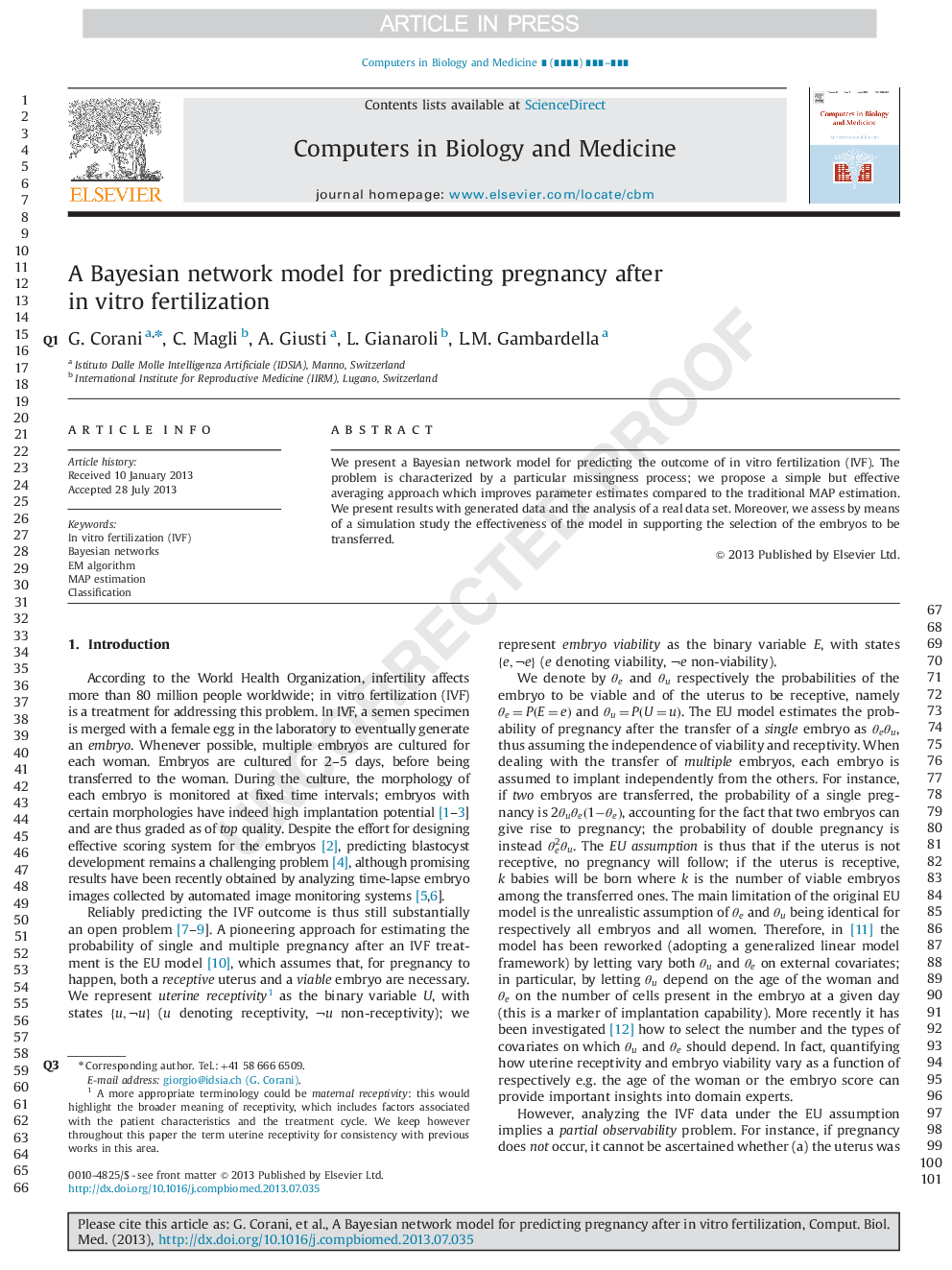 A Bayesian network model for predicting pregnancy after in vitro fertilization