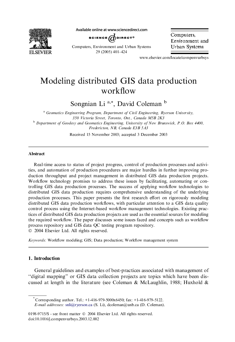 Modeling distributed GIS data production workflow