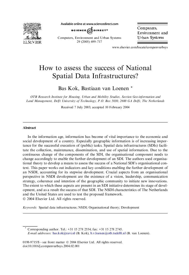 How to assess the success of National Spatial Data Infrastructures?