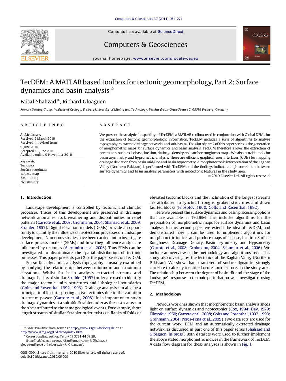 TecDEM: A MATLAB based toolbox for tectonic geomorphology, Part 2: Surface dynamics and basin analysis