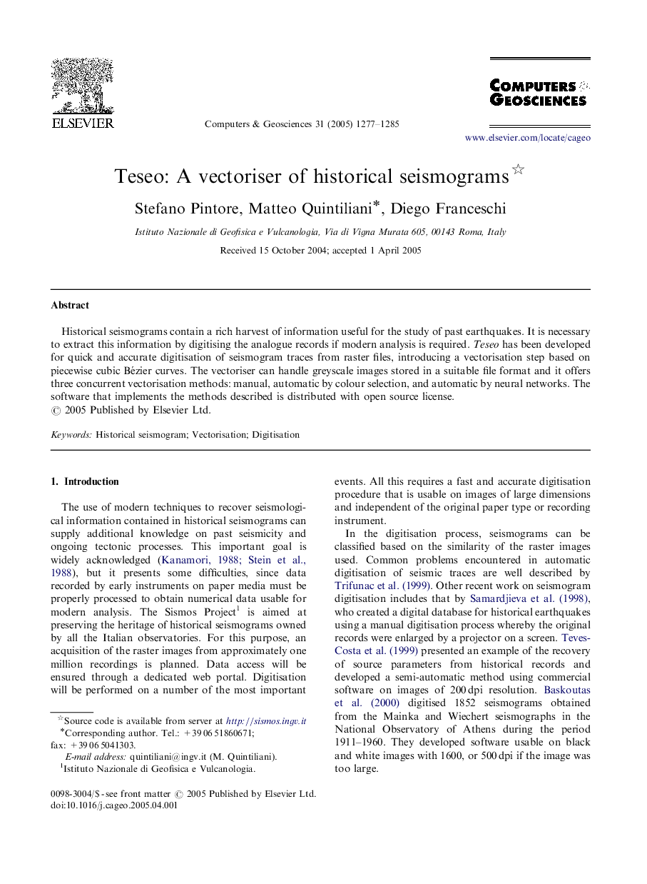 Teseo: A vectoriser of historical seismograms