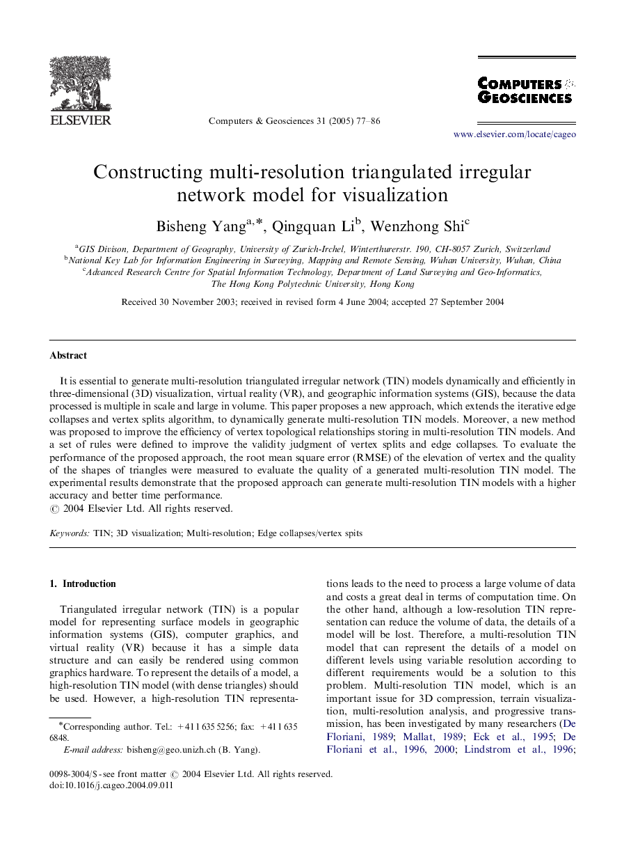 Constructing multi-resolution triangulated irregular network model for visualization