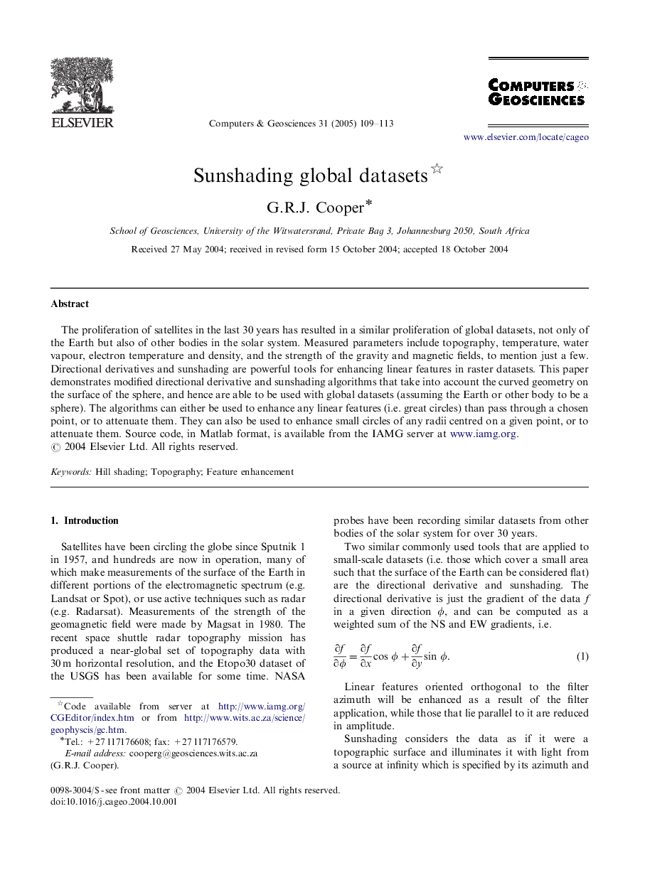 Sunshading global datasets