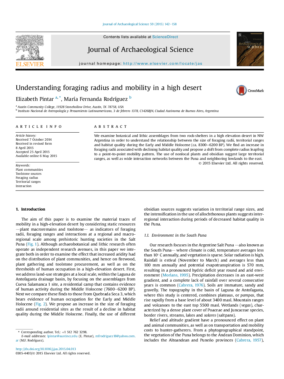 Understanding foraging radius and mobility in a high desert