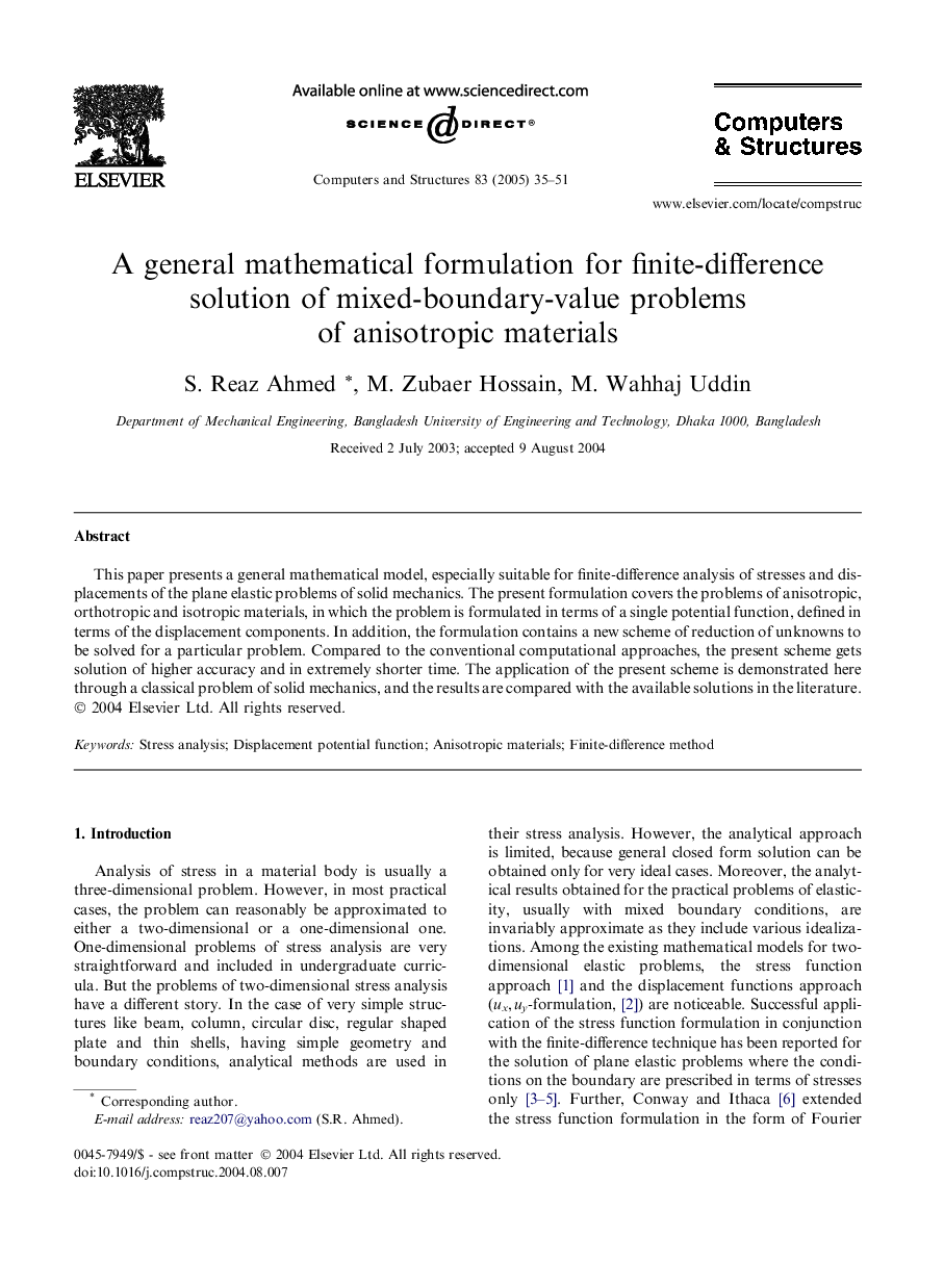 A general mathematical formulation for finite-difference solution of mixed-boundary-value problems of anisotropic materials