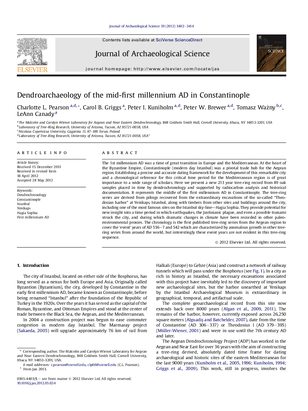 Dendroarchaeology of the mid-first millennium AD in Constantinople