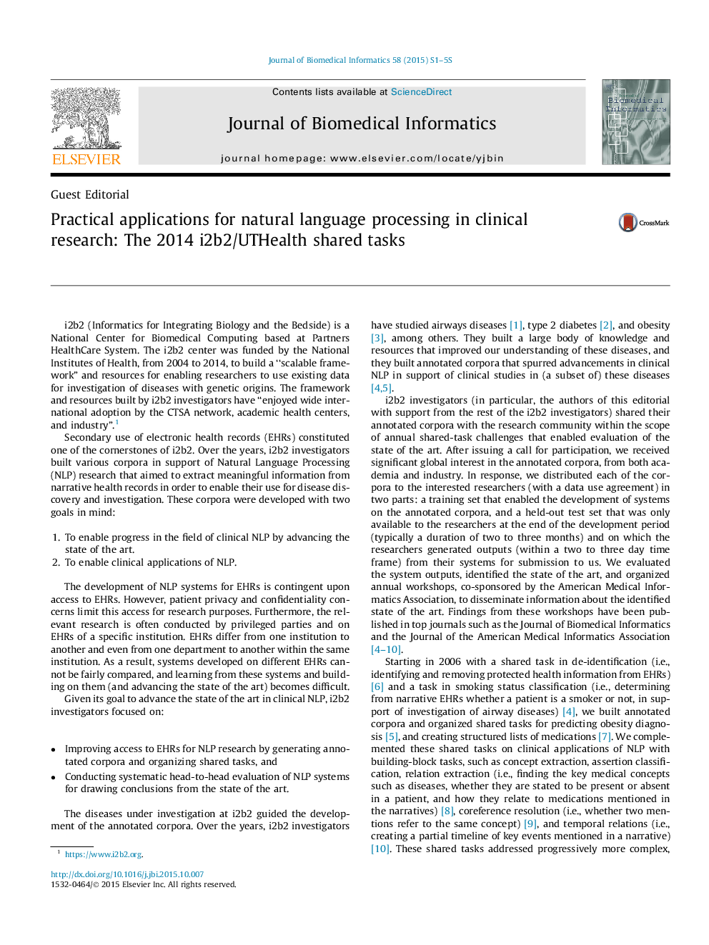 Practical applications for natural language processing in clinical research: The 2014 i2b2/UTHealth shared tasks