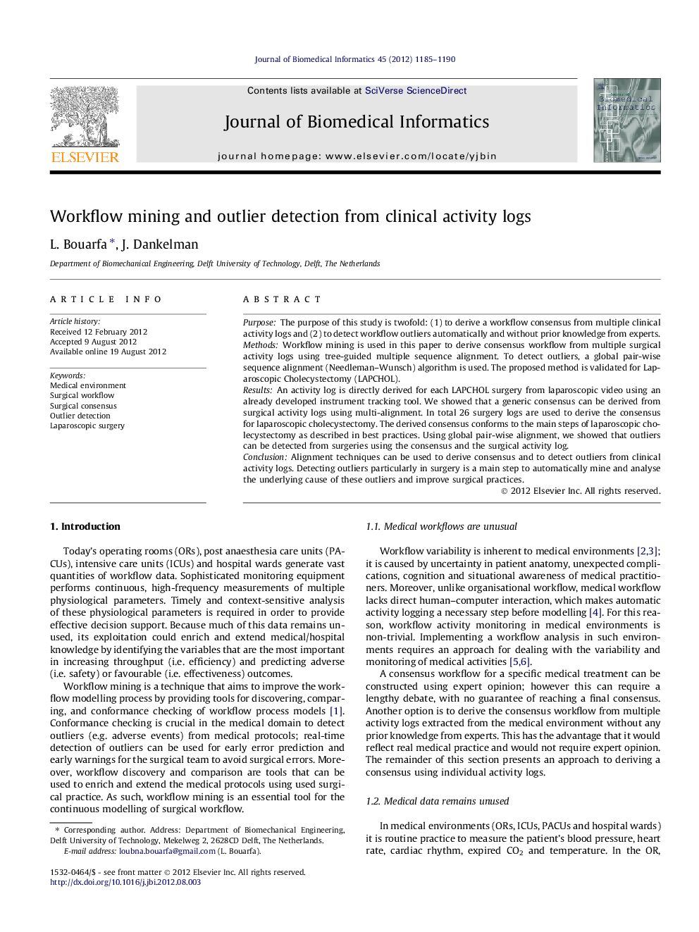 Workflow mining and outlier detection from clinical activity logs