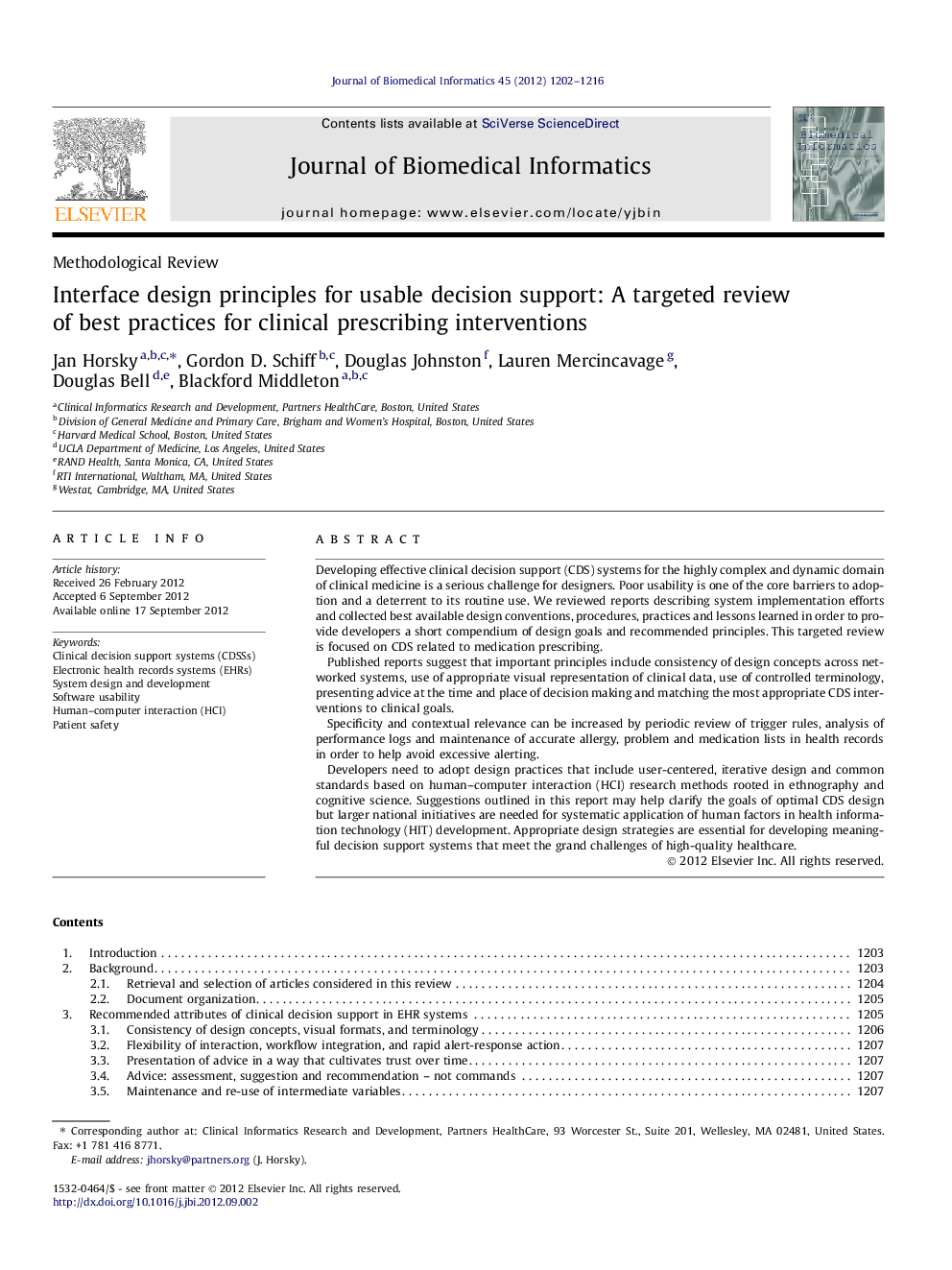 Interface design principles for usable decision support: A targeted review of best practices for clinical prescribing interventions