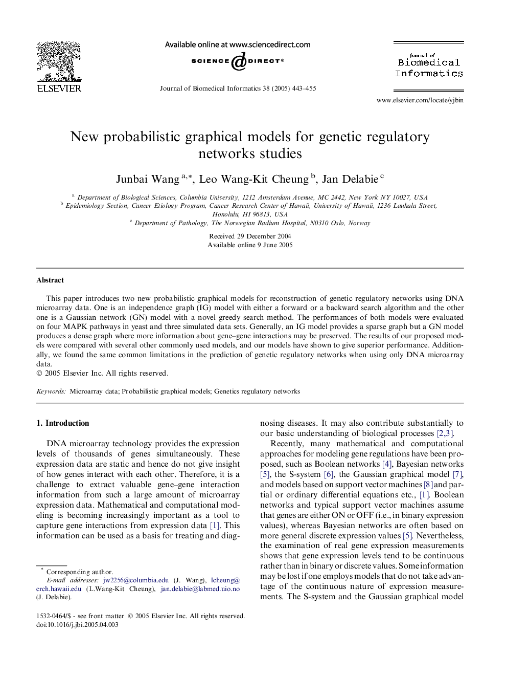 New probabilistic graphical models for genetic regulatory networks studies