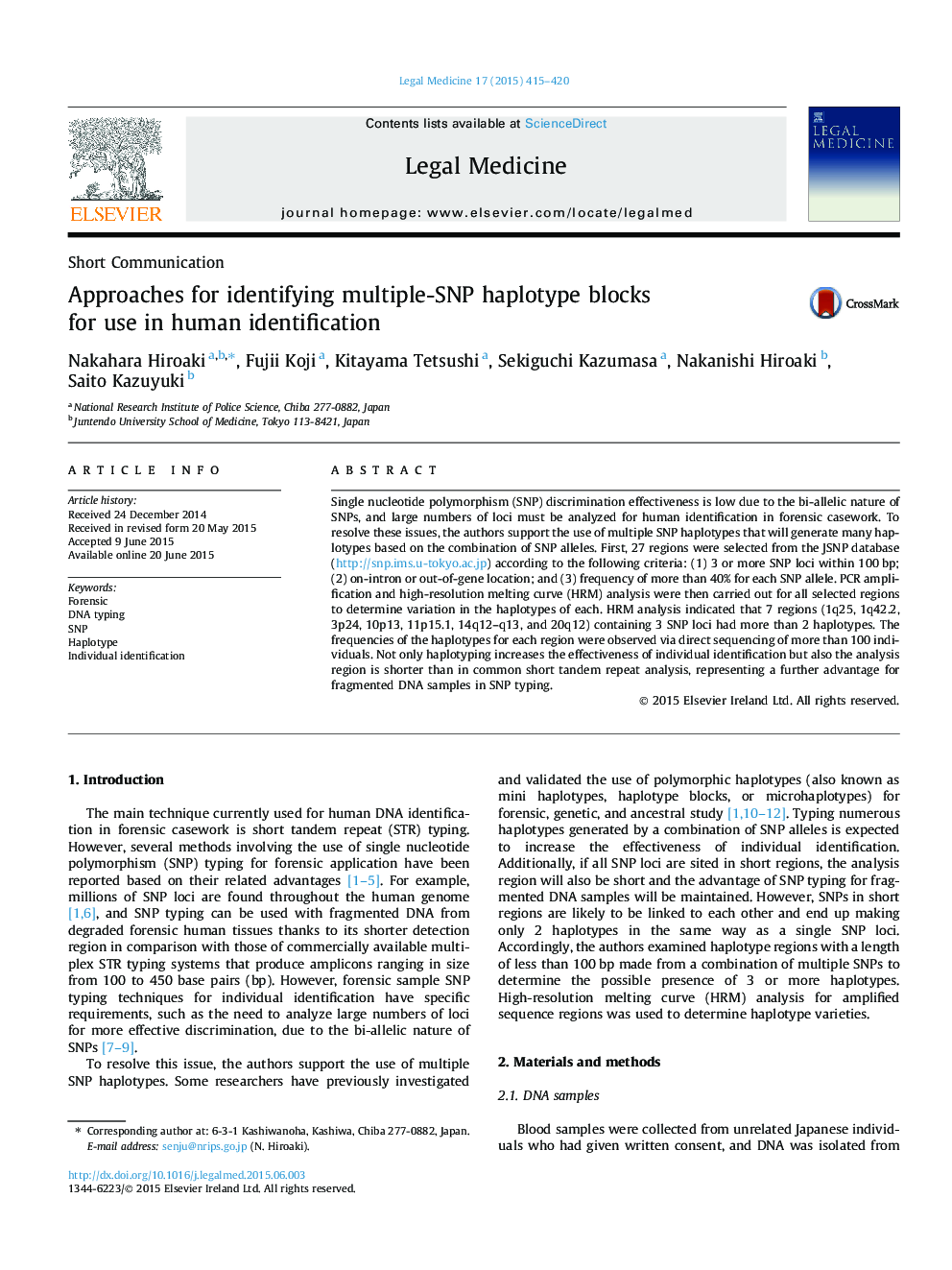 Approaches for identifying multiple-SNP haplotype blocks for use in human identification