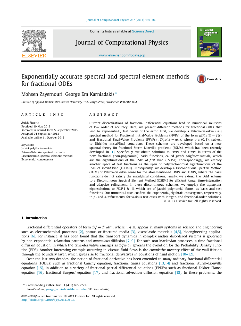 Exponentially accurate spectral and spectral element methods for fractional ODEs