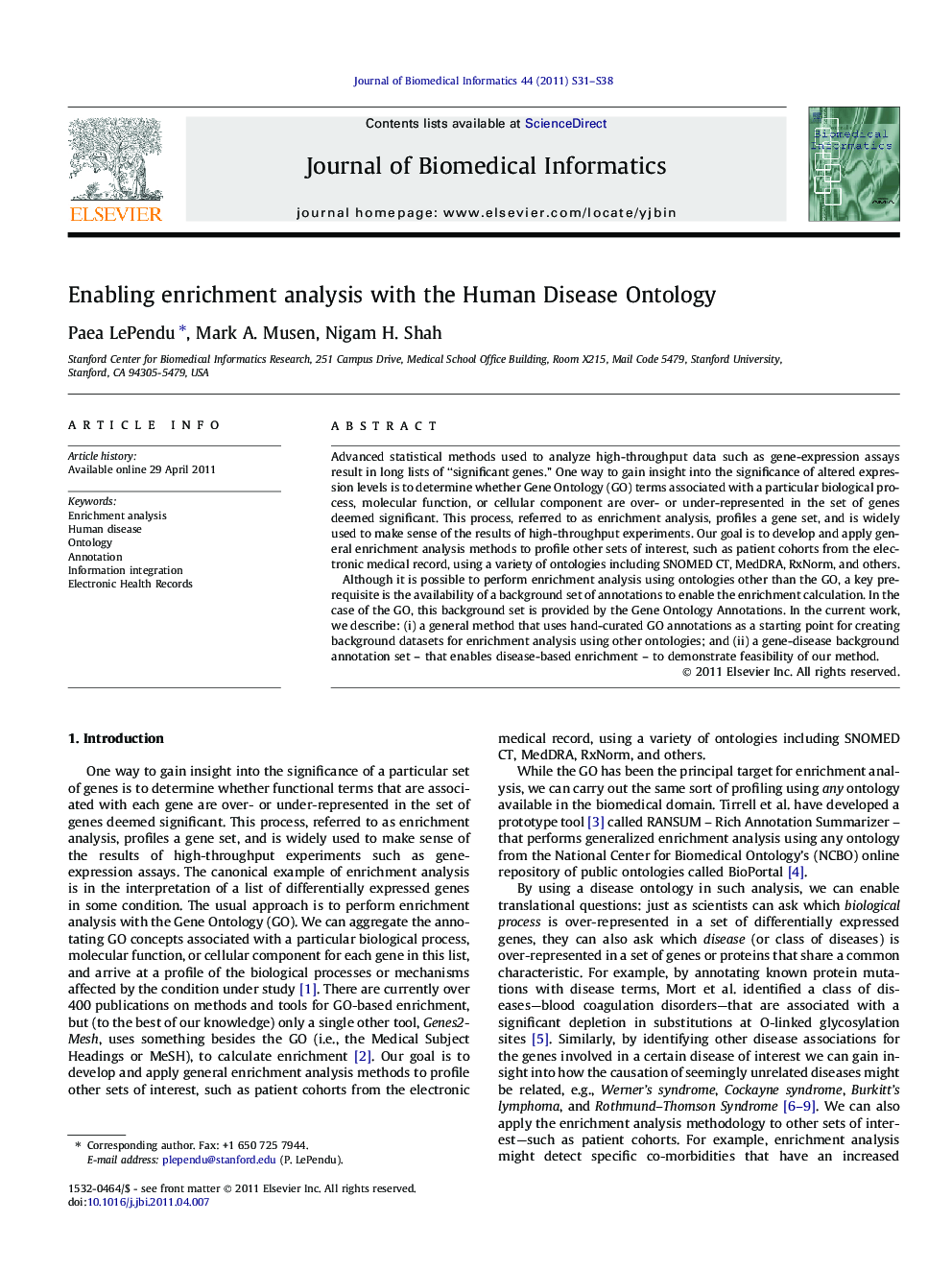 Enabling enrichment analysis with the Human Disease Ontology