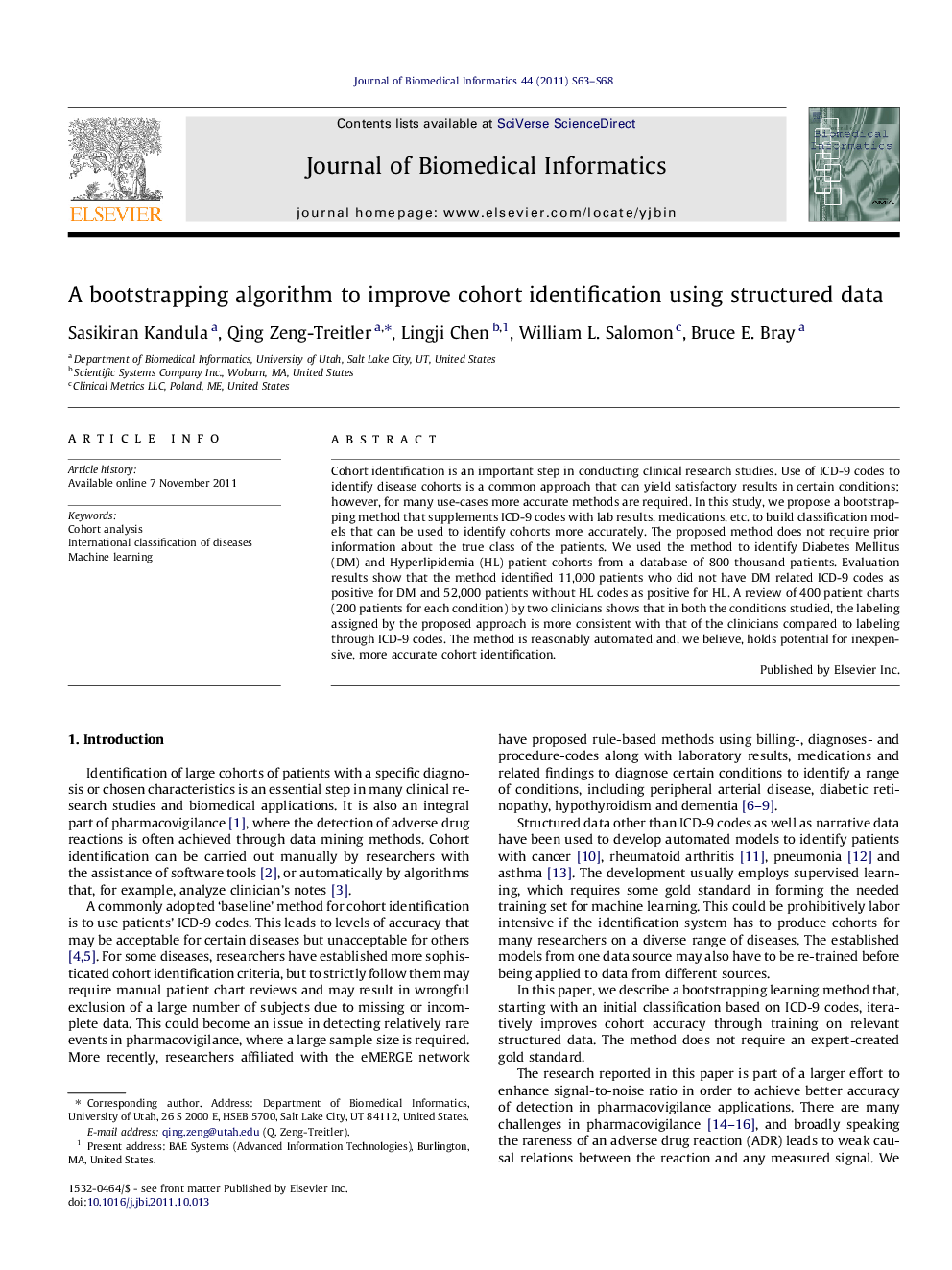 A bootstrapping algorithm to improve cohort identification using structured data