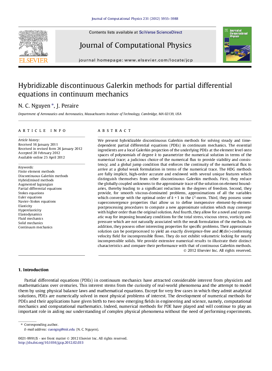 Hybridizable discontinuous Galerkin methods for partial differential equations in continuum mechanics