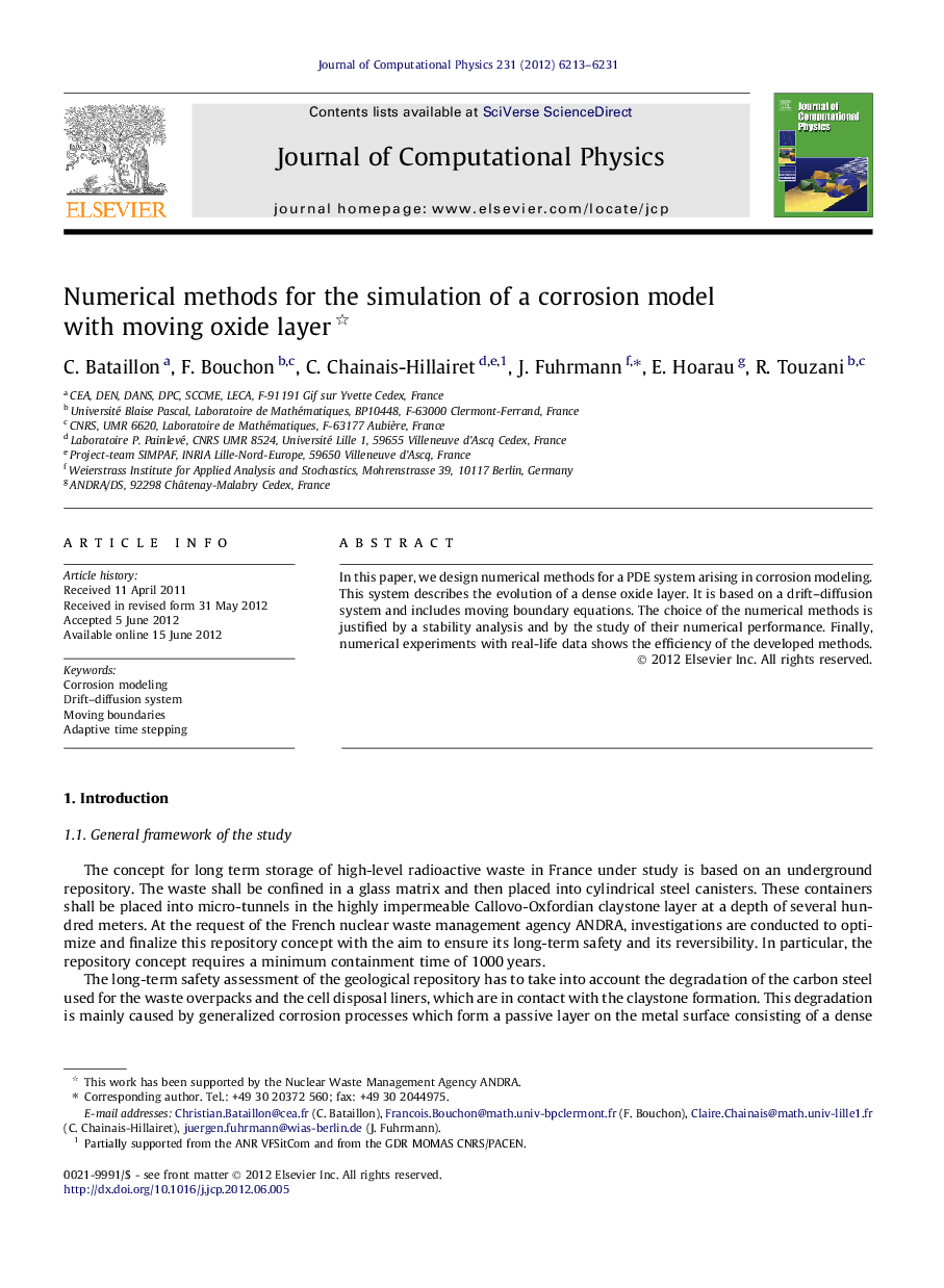 Numerical methods for the simulation of a corrosion model with moving oxide layer