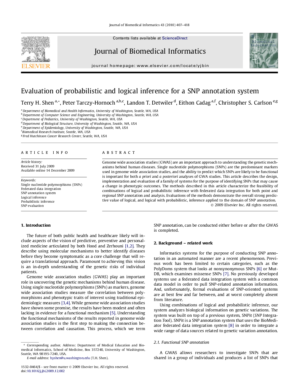 Evaluation of probabilistic and logical inference for a SNP annotation system