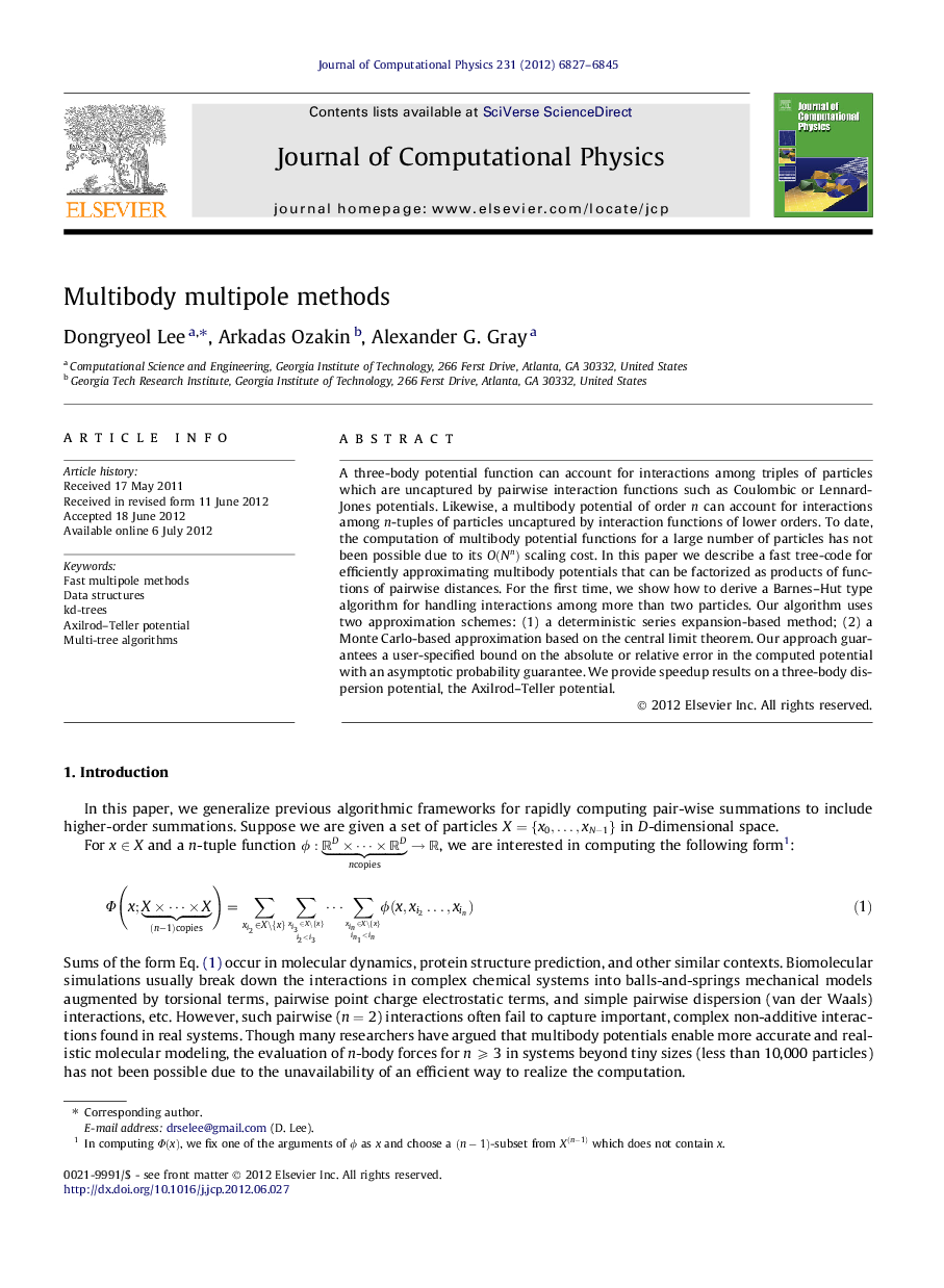 Multibody multipole methods