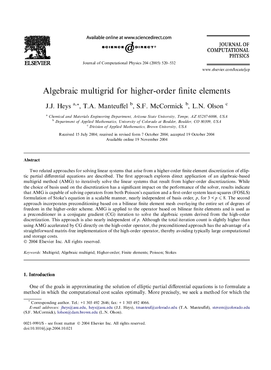 Algebraic multigrid for higher-order finite elements