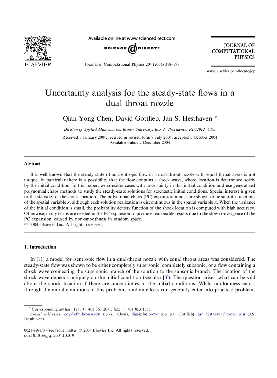 Uncertainty analysis for the steady-state flows in a dual throat nozzle