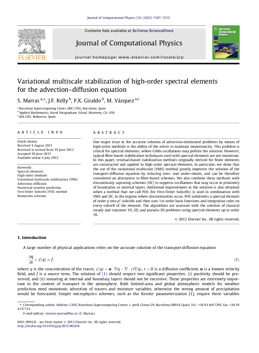 Variational multiscale stabilization of high-order spectral elements for the advection-diffusion equation