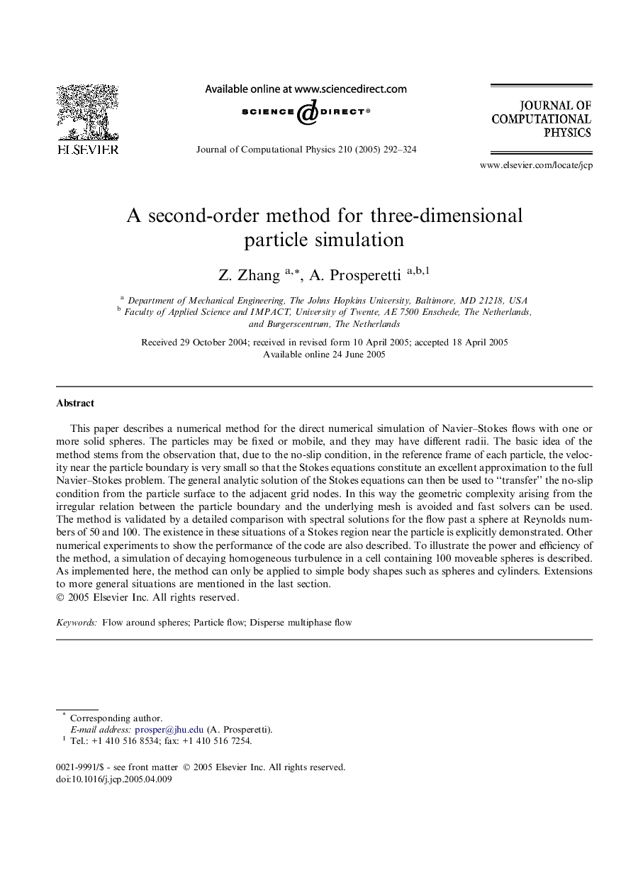 A second-order method for three-dimensional particle simulation