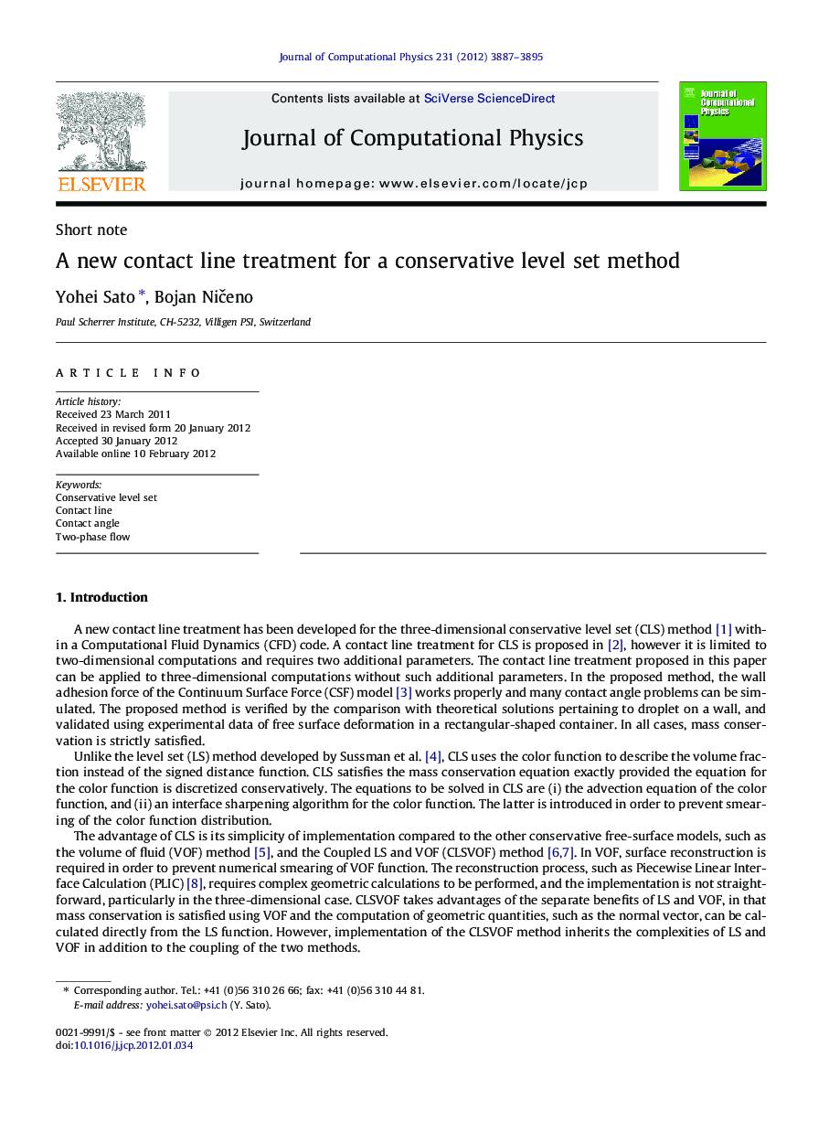 A new contact line treatment for a conservative level set method