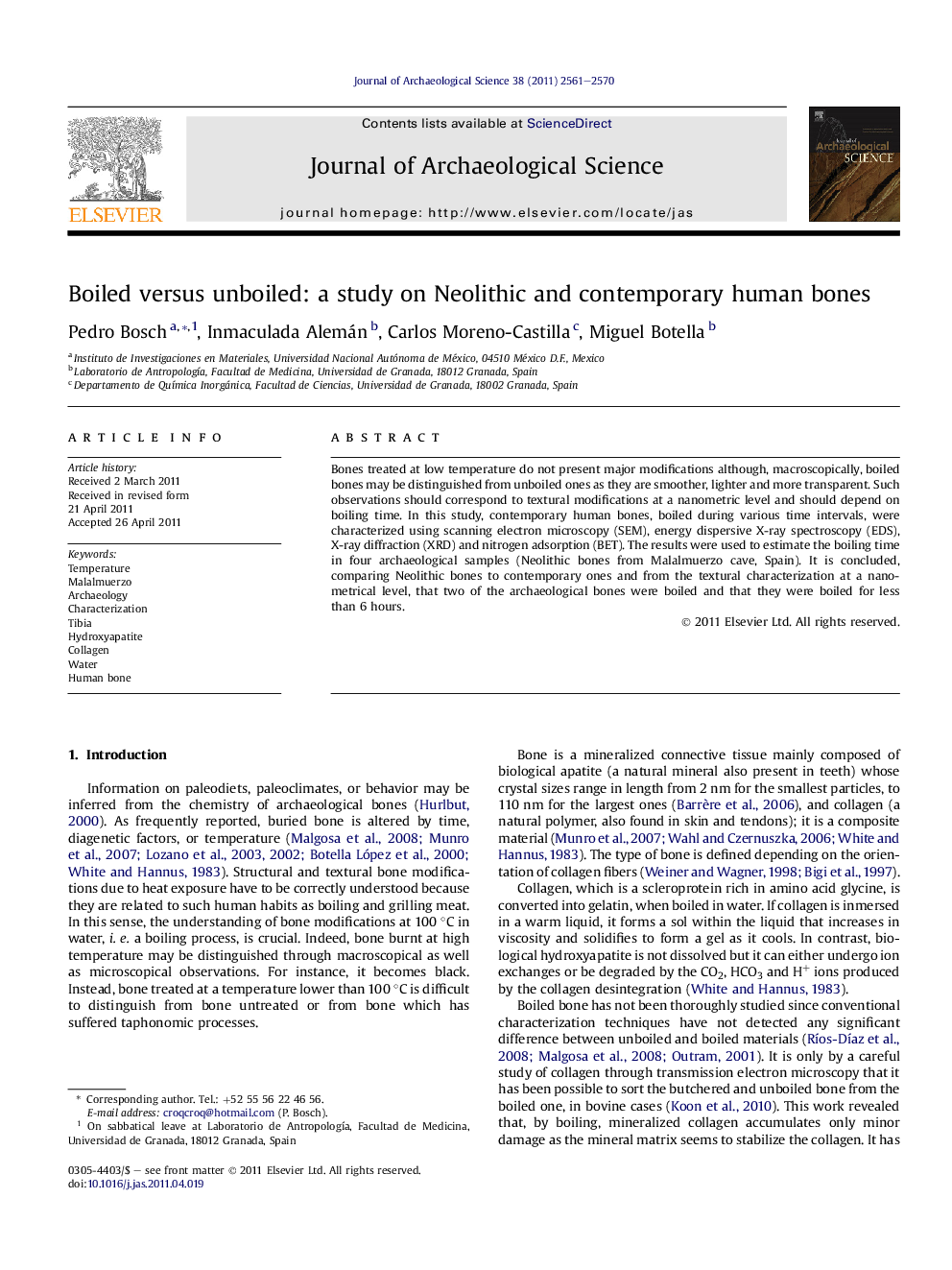 Boiled versus unboiled: a study on Neolithic and contemporary human bones