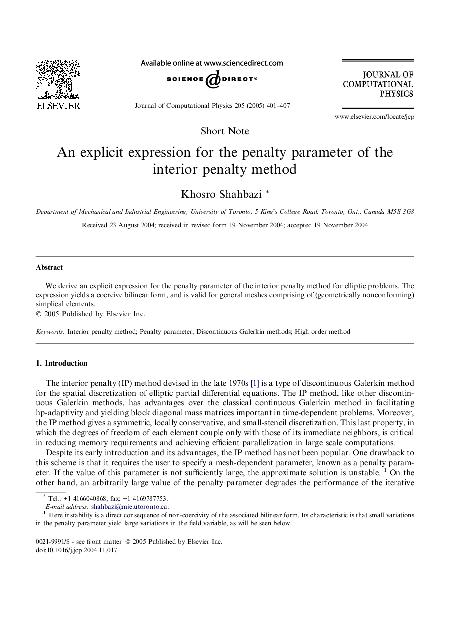 An explicit expression for the penalty parameter of the interior penalty method