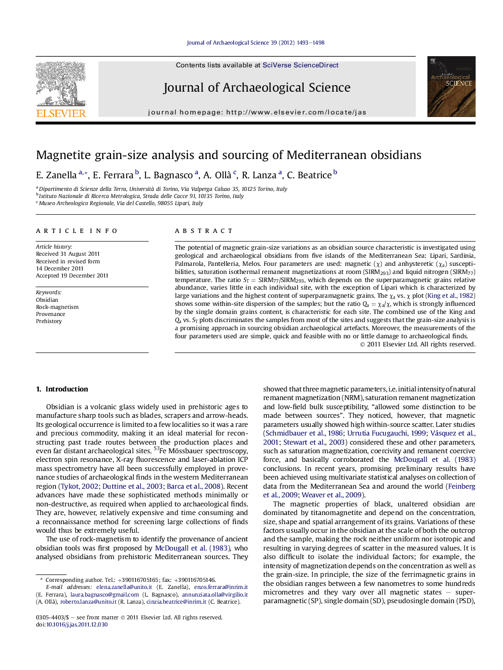 Magnetite grain-size analysis and sourcing of Mediterranean obsidians