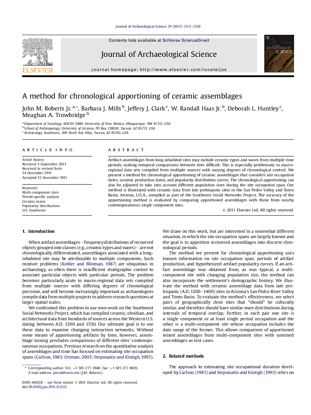 A method for chronological apportioning of ceramic assemblages