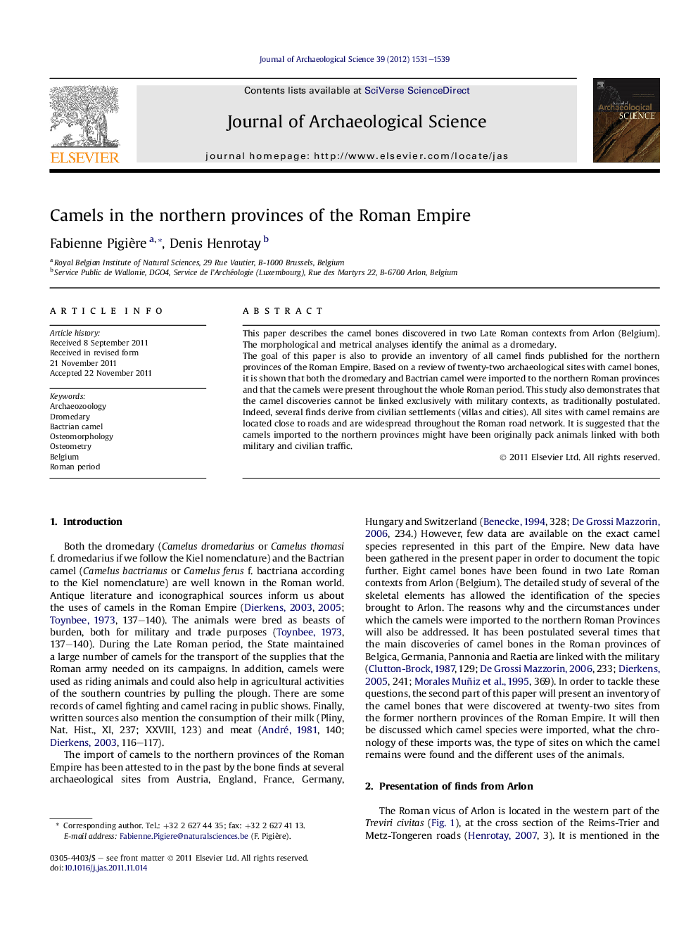 Camels in the northern provinces of the Roman Empire