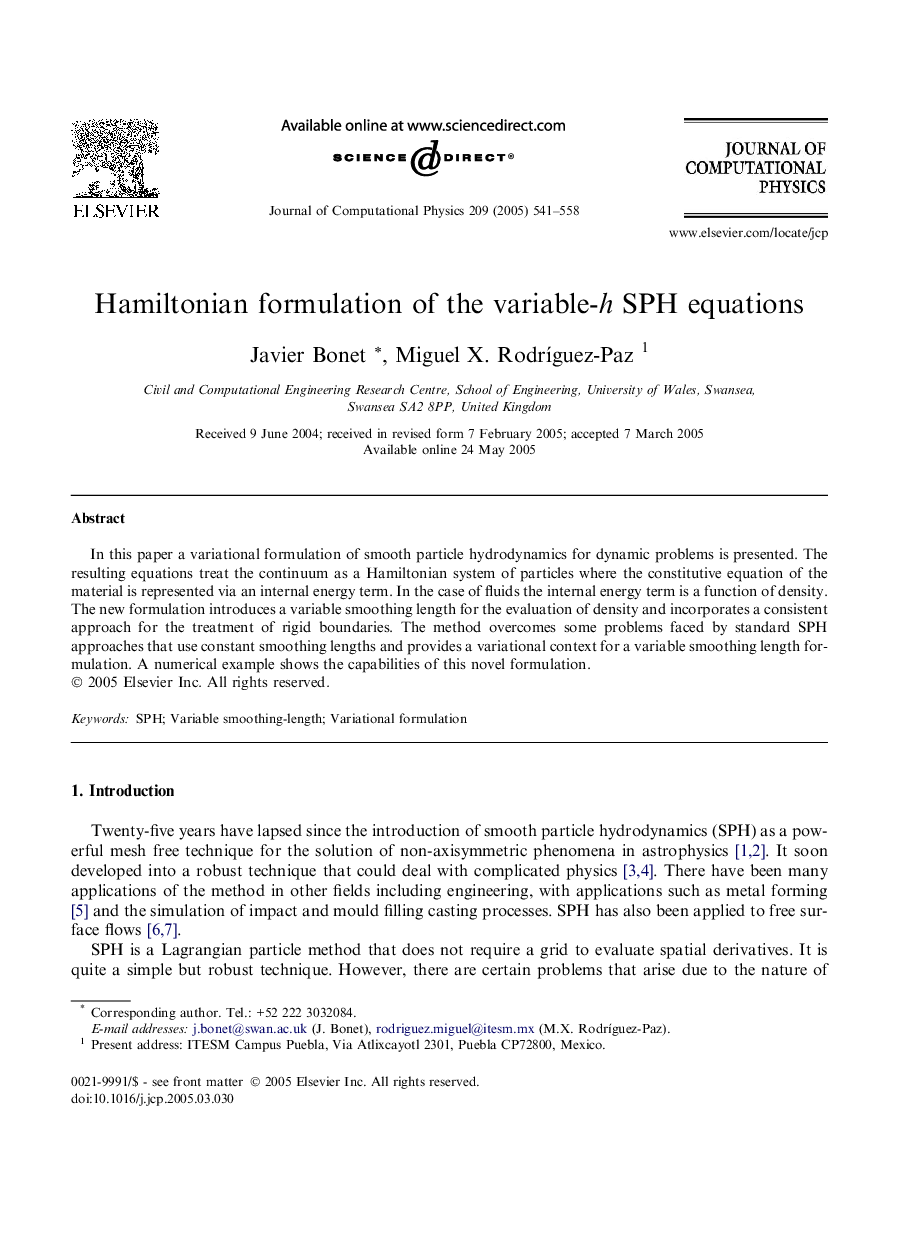 Hamiltonian formulation of the variable-h SPH equations