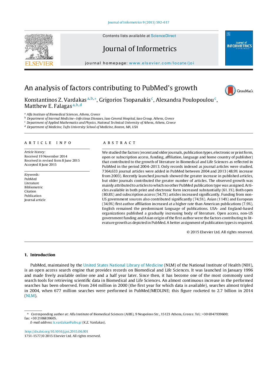 An analysis of factors contributing to PubMed's growth