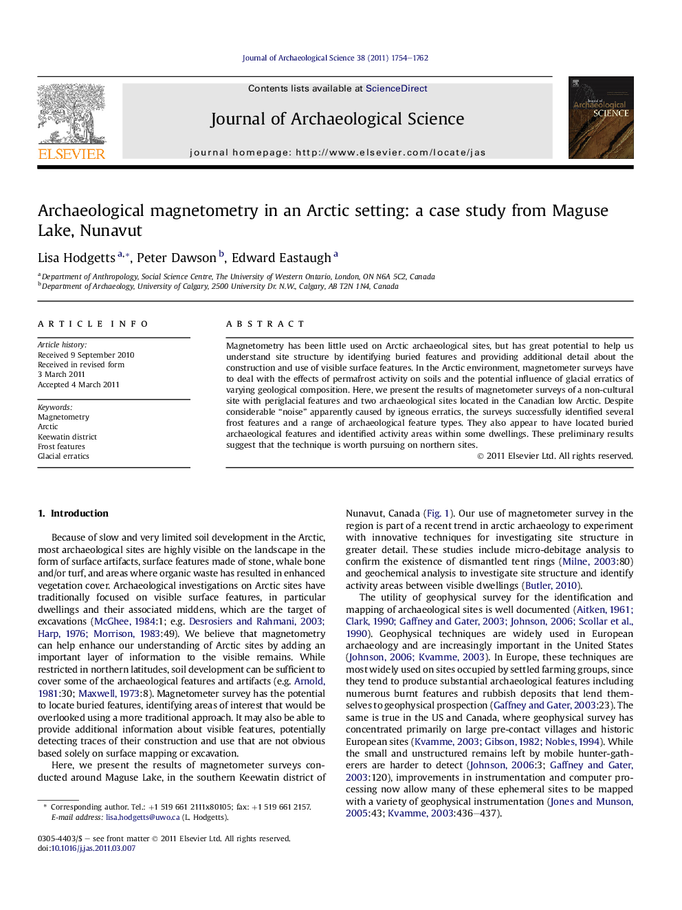 Archaeological magnetometry in an Arctic setting: a case study from Maguse Lake, Nunavut