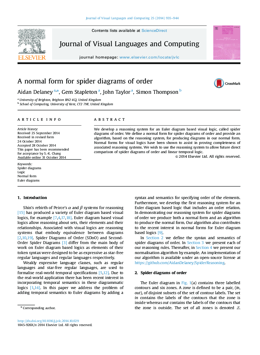 A normal form for spider diagrams of order