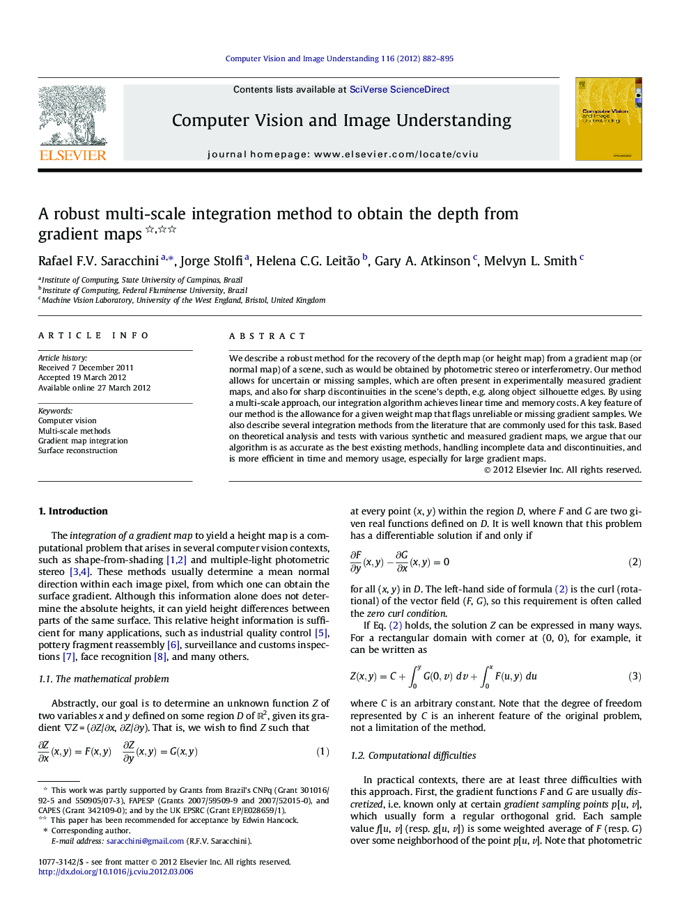 A robust multi-scale integration method to obtain the depth from gradient maps